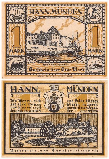 Hannoversch Muenden 25 Pfennig - 1.25 Mark 4 Pieces Notgeld Set, 1922 ND, Mehl #578.1, UNC