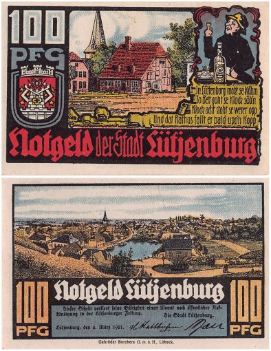 Luetjenburg 25-75 Pfennig 3 Pieces Notgeld Set, 1921, Mehl #843, UNC