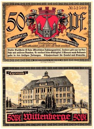 Wittenberge 50 Pfennig 6 Pieces Notgeld Set, Mehl #1444, UNC