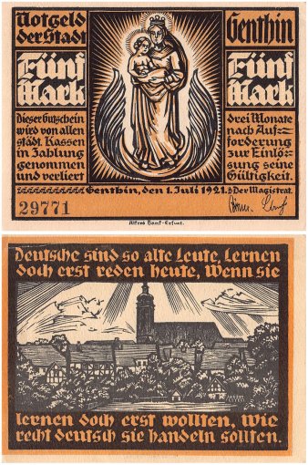 Genthin 50 Pfennig - 5 Mark 4 Pieces Notgeld Set, 1921, Mehl # 419.1, UNC