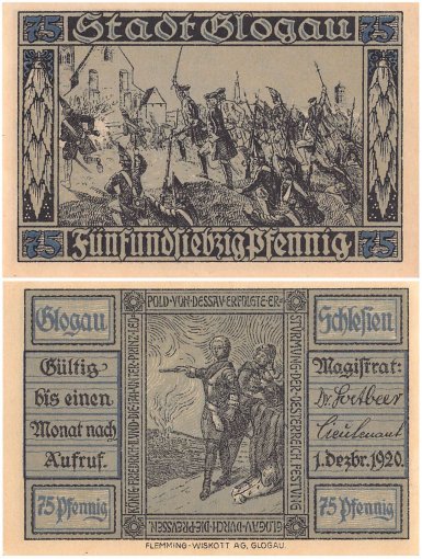 Glogau - Poland 10 Pfennig - 1 Mark 5 Pieces Notgeld Set, 1920, Mehl # 439.1, UNC