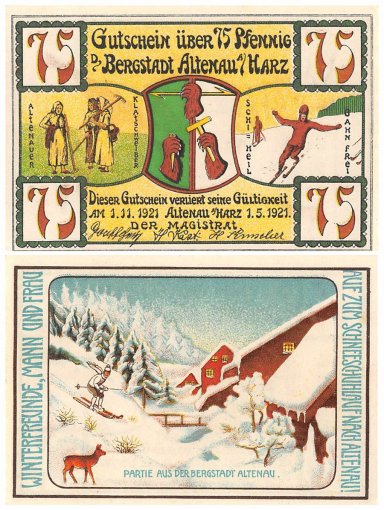 Altenau am Harz 75 Pfennig 6 Pieces Notgeld Set, 1921, Mehl #17.1, UNC