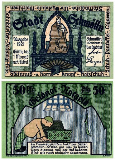 Schmoelln 50 Pfennig 4 Pieces Notgeld Set, 1921, Mehl #1189.2, UNC