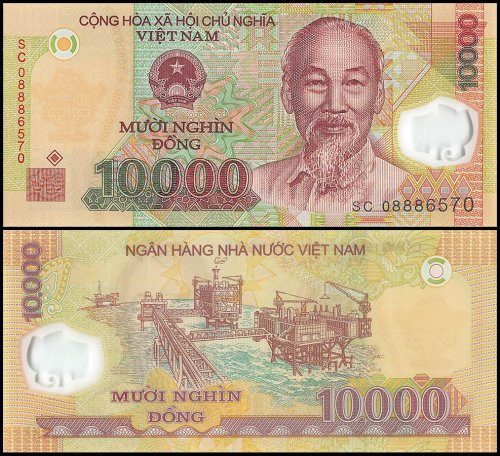 Vietnam 200-10,000 Dong 5 Pieces Banknote Set, 1987-2008, P-100-119, UNC