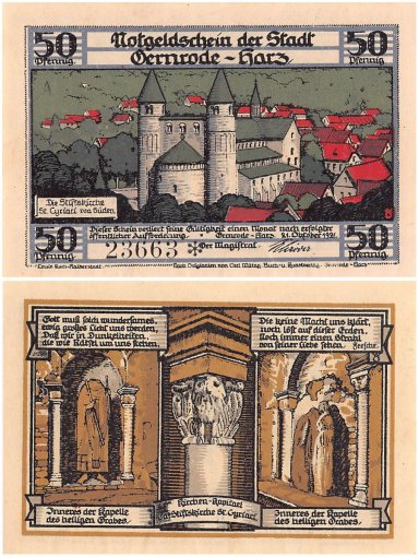 Gernrode am Harz 50-75 Pfennig 12 Pieces Notgeld Set, 1921, Mehl #  423.4a, UNC