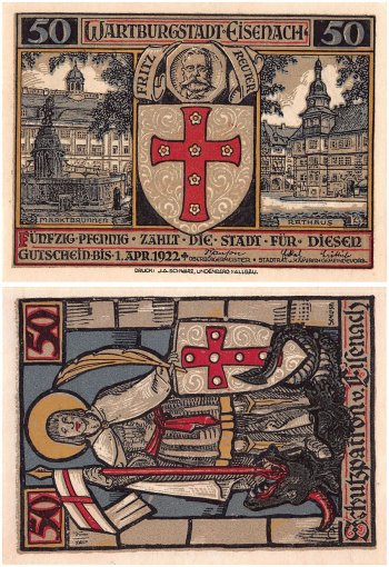 Eisenach 25 - 75  Pfennig 6 Pieces Notgeld Set, 1922 ND, Mehl #320.4a, UNC
