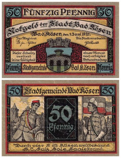Koesen - Bad 10-50 Pfennig 6 Pieces Notgeld Set, 1921, Mehl #734.1a-734.1b, UNC