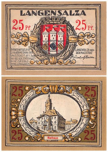 Langensalza - Bad 25 Pfennig 6 Pieces Notgeld Set, 1921, Mehl #770.1, UNC