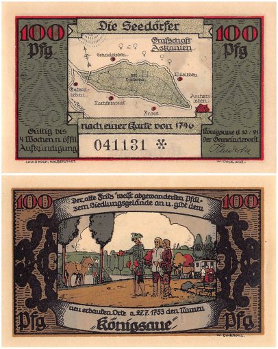 Koenigsaue 25-100 Pfennig 5 Pieces Notgeld Set, 1921, Mehl #721.1b, UNC