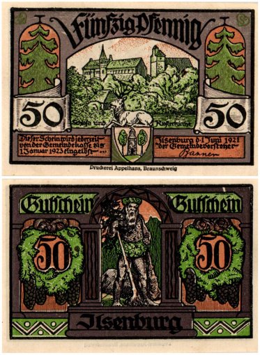 Ilsenburg 10-50 Pfennig 6 Pieces Notgeld Set, 1921, Mehl # 644.4, UNC