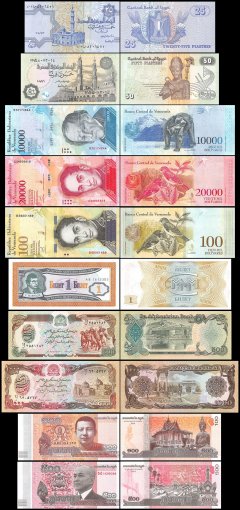 UNC 100 Different World Paper Money Collection All Genuine New Banknotes. 