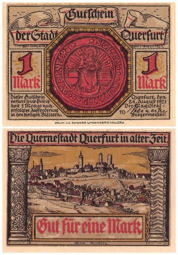 Querfurt 25 Pfennig - 1 Mark 6 Pieces Notgeld Set, 1921, Mehl #1090, UNC