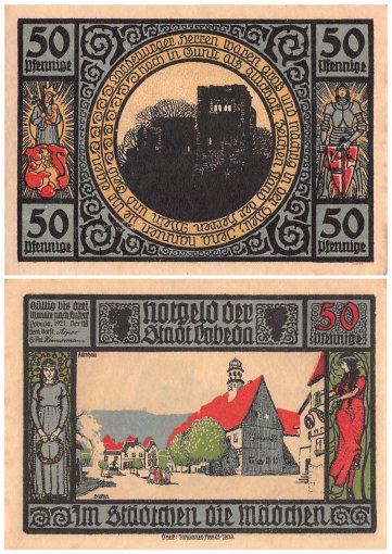 Lobeda 25 - 50 Pfennig 7 Pieces Notgeld Set, 1921, Mehl #808.3, UNC