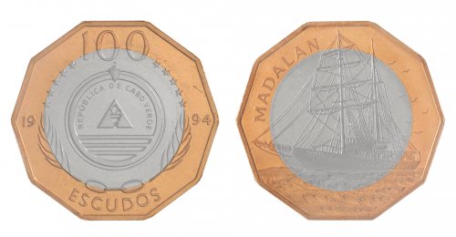 Cape Verde Ship Collection: 1-100 Escudos 6 Pieces Coin Set, 1994, KM #27-40, Mint, Album
