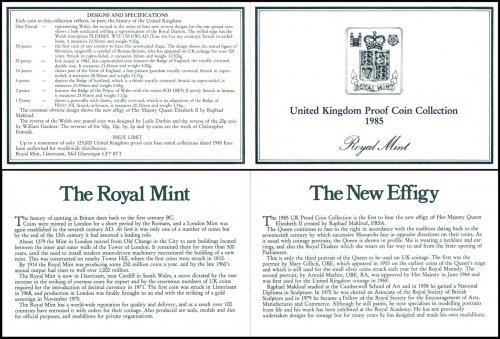 United Kingdom Collection - Royal Mint 1 Penny - 1 Pound 7 Pieces Proof Coin Set, 1985, KM #935-941, Mint, Album