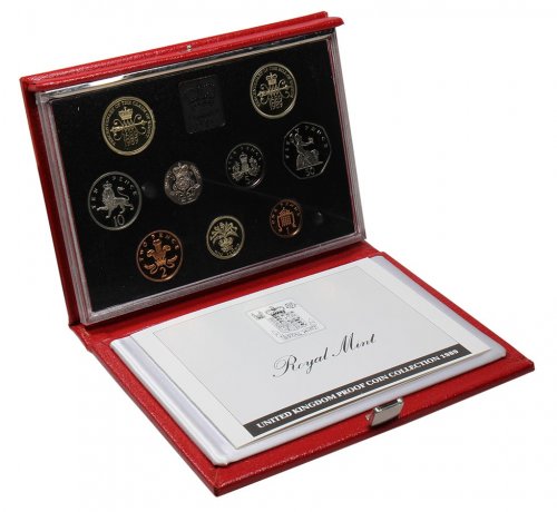 United Kingdom Collection - Royal Mint 1 Penny - 2 Pounds 9 Pieces Proof Coin Set, 1989, KM #935-961, Mint, Red Deluxe Album