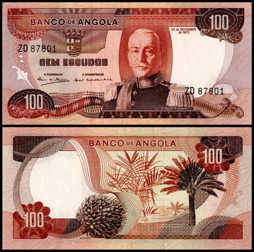 Angola 100 Escudos Banknote, 1972, P-101, UNC