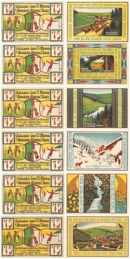 Altenau 75 Pfennig 6 Pieces Notgeld Set, 1921, Mehl #17.1, UNC