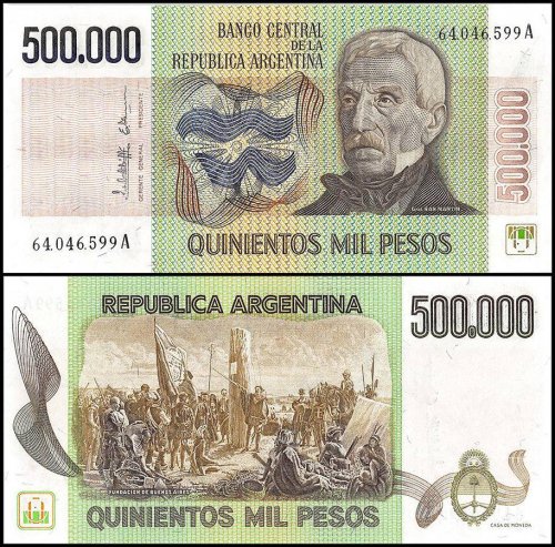 Argentina 500,000 Pesos Banknote, 1980-83, P-309, UNC