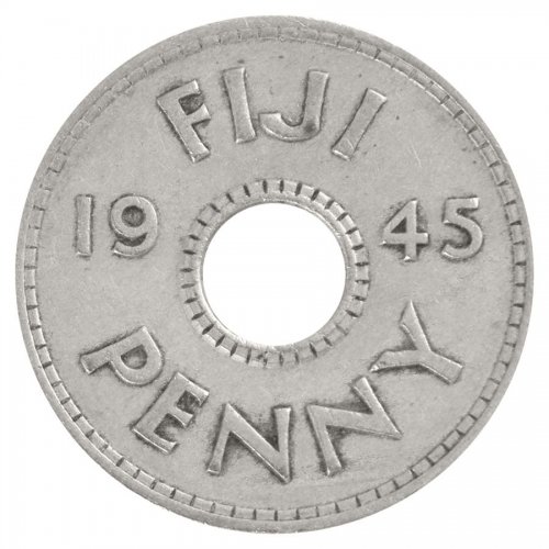 Fiji 1 Penny Coin, 1945, KM #7, Mint, King George VI