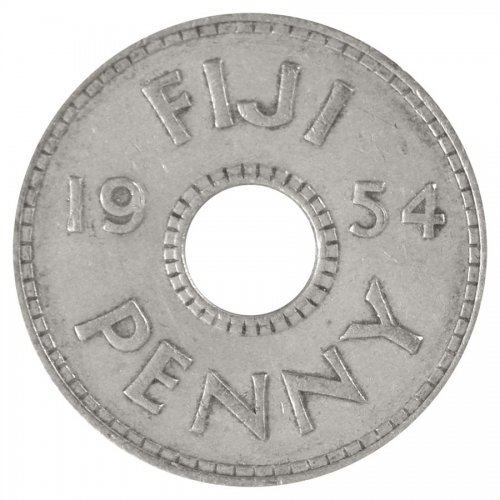 Fiji 1 Penny Coin, 1954, KM #21, XF-Extremely Fine, Queen Elizabeth II