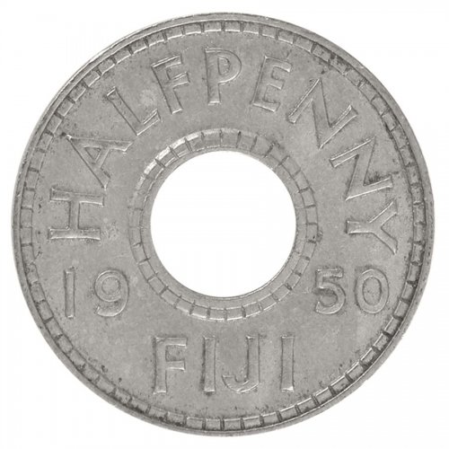 Fiji 1/2 Penny Coin, 1950, KM #16, Mint, King George VI