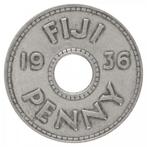 Fiji 1 Penny Coin, 1936, KM #2, VF-Very Fine, King George V