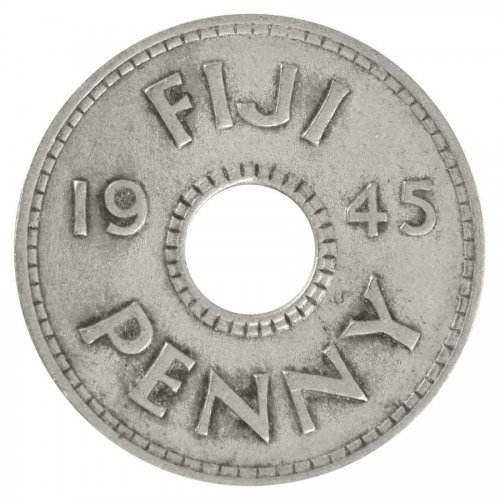 Fiji 1 Penny Coin, 1945, KM #7, VF-Very Fine, King George VI