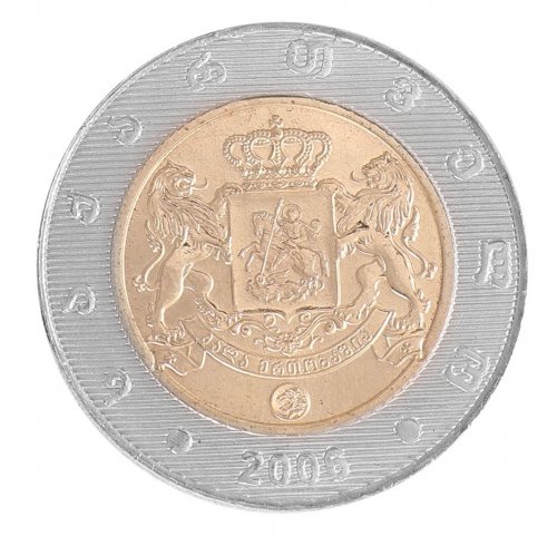 Georgia 2 Lari Coin, 2006, KM #94, Mint, Coat of Arms