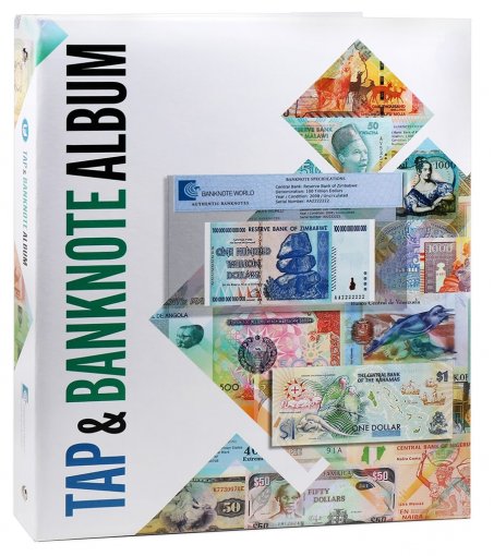 Banknote World TAP & Banknote Album with 25 pockets (Banknotes sold separately) Dimensions: 10" L x 2" W x 12" H