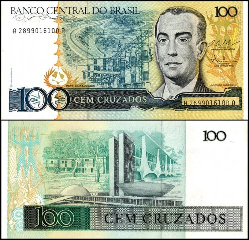 Brazil 100 Cruzados Banknote, 1987 ND, P-211c, UNC