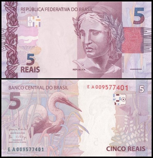 Brazil 5 Reais Banknote, 2010, P-253d, UNC