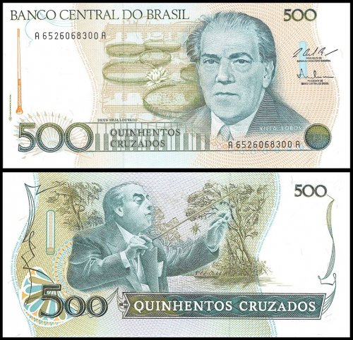 Brazil 500 Cruzeiros Banknote, 1987 ND, P-212c, UNC