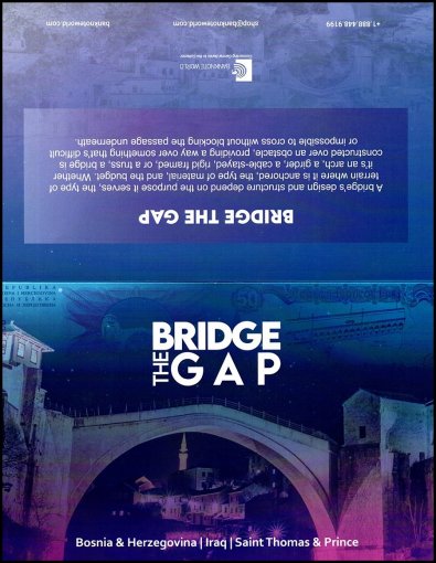 Bridge The Gap, Bosnia & Herzegovina 50 Dinara, Iraq 50 Dinar, Sao Tome & Principe 10,000 Dobras, 3 Piece Banknote Set, 1993, P-55-85, UNC, Folder-Card w/ COA