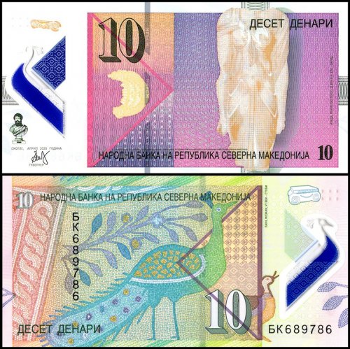 Made of Stone, North Macedonia 10 Denari (Polymer), Kenya 100 Shillings, 2 Piece Banknote Set, 2010-2020, P-27-48e, UNC, Folder – Card w/ COA