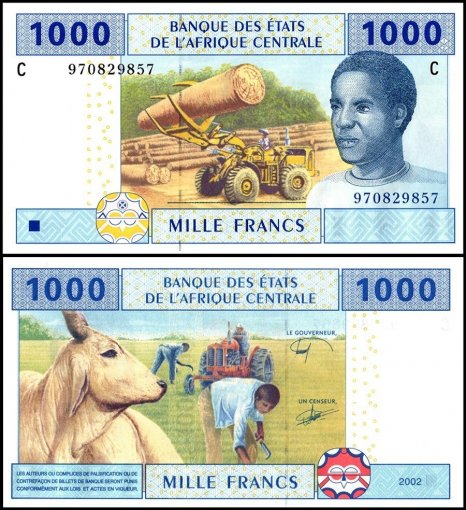 Central African States - Chad 1,000 Francs Banknote, 2002, P-607Ce, UNC