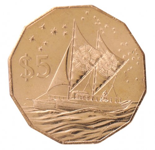 Cook Islands 5 Dollars Coin, 2015, N #73329, Mint, Boat, Queen Elizabeth II