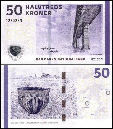 Denmark 50 Kroner Banknote, 2013, P-65f.2, UNC