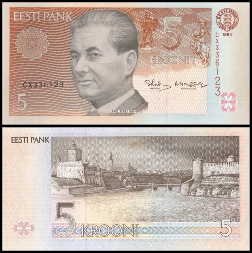 Estonia 5 Krooni Banknote, 1994, P-76, UNC