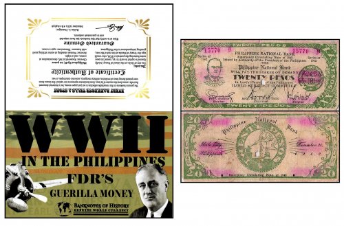 FDR's Philippine 20 Pesos Single Banknote Folder, w/ COA