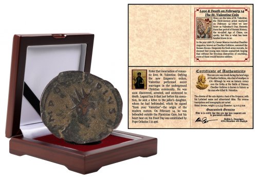 Father of Valentine's Day: Bronze Coin of Roman Emperor Claudius II, w/ COA