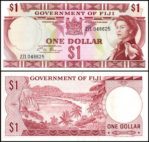 Fiji 1 Dollar Banknote, 1971, P-65bz, UNC, Replacement