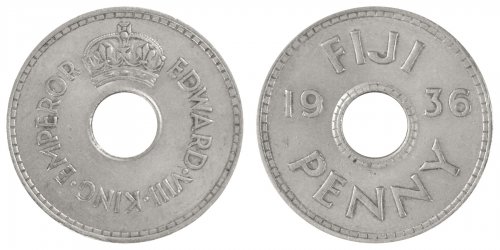 Fiji 1 Penny Coin, 1936, KM #6, XF-Extremely Fine, King Edward VIII