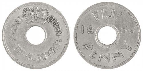 Fiji 1 Penny Coin, 1966, KM #21, VF-Very Fine, Queen Elizabeth II