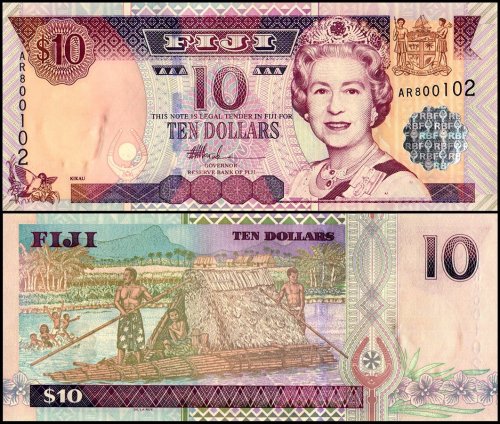 Fiji 10 Dollars Banknote, 2002 ND, P-106, AU-About Uncirculated