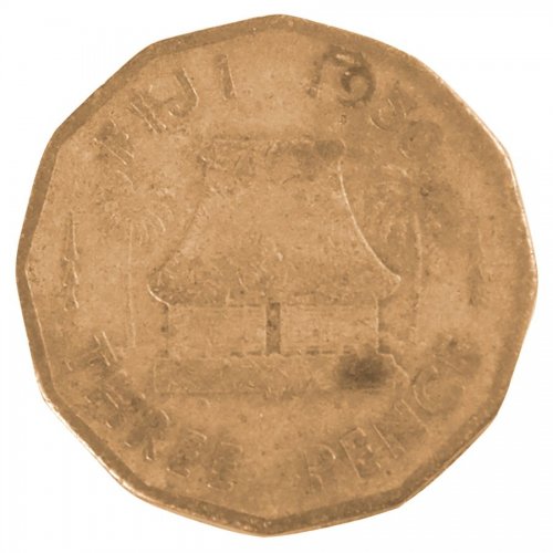 Fiji 3 Pence 6.2 g Nickel Brass Coin, 1950, KM #18, MS - Mint