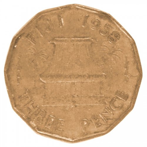 Fiji 3 Pence 6.2 g Nickel Brass Coin, 1958, KM #22, MS - Mint