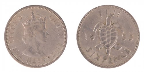 Fiji 6 Pence Coin, 1953, KM #19, MS-Mint