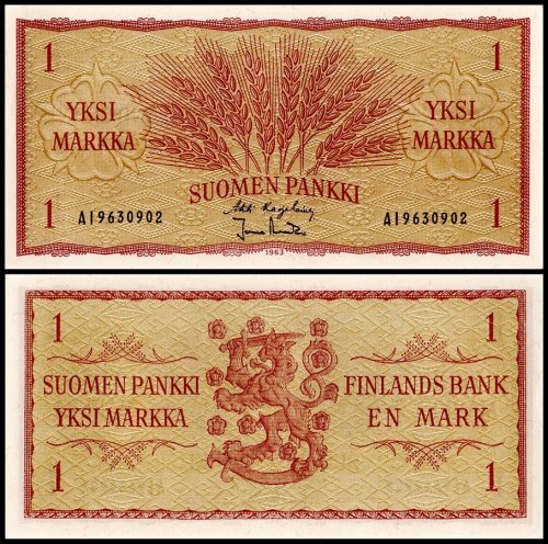 Finland 1 Markka Banknote, 1963, P-98a.24, UNC
