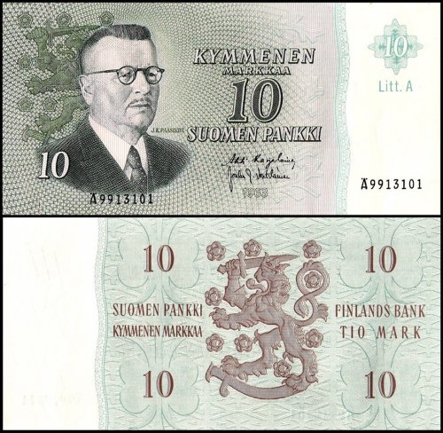 Finland 10 Markkaa Banknote, 1963, P-104a.23, UNC